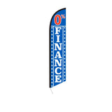 15' 0% Finance (Blue) Feather Flag with custom printed logo