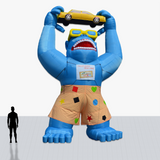 Custom 25 Foot Rooftop Inflatable Blue Gorilla with glasses and shorts