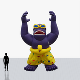 Custom 20 Foot Rooftop Inflatable Purple Gorilla with glasses and shorts