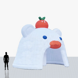 20 ft cherry white bear inflatable tunnel with custom printed logo