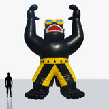 Custom 25 foot Inflatable rooftop black gorilla with glasses and shorts