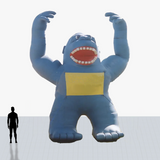 Custom 25 ft rooftop inflatable gorilla blue