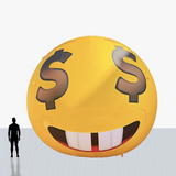 20 ft yellow face with cash eyes sphere inflatable to your specs