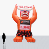 Custom 25 foot Inflatable rooftop red gorilla with glasses and shorts