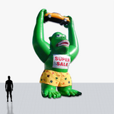 Custom 25 foot inflatable rooftop green gorilla with shorts and car