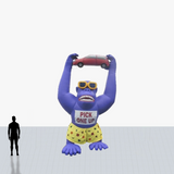 15 ft purple rooftop inflatable gorilla with a red car customized