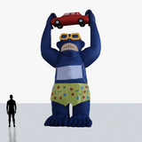 25 ft inflatable rooftop blue gorilla with your logo