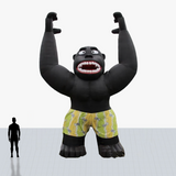 25 ft black gorilla with yellow shorts rooftop inflatable customized