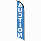 15' Auction Blue Feather Flag with custom printed graphics