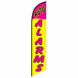 15' Auto Alarms Yellow And Pink Feather Flag custom printed with comapany logo