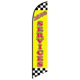 15' Auto Services Yellow Checkered Feather Flag customized with your graphics