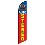 15' Auto Stereo Blue Feather Banner Flag custom printed with company logo