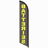 15' Batteries Feather Flag with custom printed logo