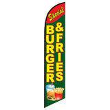 15' Burgers Fries Feather Flag personalized with logo