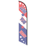 15' Buy Sell Trade Feather Flag custom printed with company logo