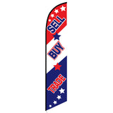 15' Buy Sell Trade Feather Flag custom printed with company logo