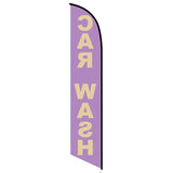 15' Car Wash Purple Gold Feather Flag printed with custom graphics