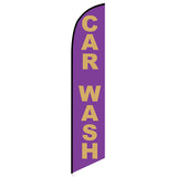 15' Car Wash Purple Gold Feather Flag printed with custom graphics