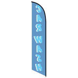 15' Car Wash Blue Cyan Feather Flag customized with your graphics