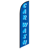 15' Car Wash Blue Cyan Feather Flag customized with your graphics
