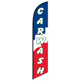 15' Car Wash Blue Red Banner Flag custom printed with company logo