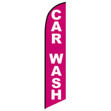 15' Car Wash Pink White Banner Flag with your custom branding