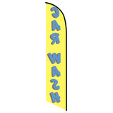 15' Car Wash Yellow Blue Banner Flag with personalized logo