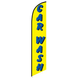 15' Car Wash Yellow Blue Banner Flag with personalized logo