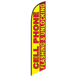15' Cell Phone Flashing And Unlocking Feather Flag with your custom brand