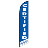 15' Certified Pre-Owned Blue Feather Flag printed with custom graphics