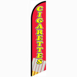 15' Cigarettes Feather Flag printed with custom graphics