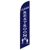 15' Clean Restrooms Feather Flag with custom printed graphics