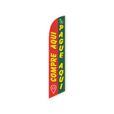15' Compre Aqui Pague Aqui Feather Flag wtih your custom brand