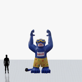Custom 15 ft inflatable rooftop blue gorilla with shorts and glasses
