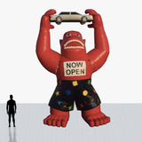 Custom 25 ft inflatable rooftop red gorilla with shorts and car