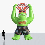 Custom 25 ft Inflatable rooftop green gorilla with shorts and glasses