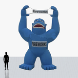 Custom 25 ft inflatable rooftop blue gorilla with your logo