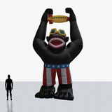 Custom 25 ft inflatable rooftop black gorilla with shorts, glasses and a ship