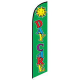 15' Daycare Green Feather Flag with personalized logo