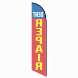 15' Dent Repair Blue And Red Feather Banner Flag custom printed with company logo