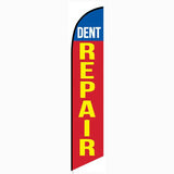 15' Dent Repair Blue And Red Feather Banner Flag custom printed with company logo