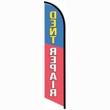 15' Dent Repair Red And Blue Feather Banner Flag printed in full color