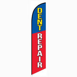 15' Dent Repair Red And Blue Feather Banner Flag printed in full color