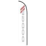 15' Dodge White Feather Flag with personalized logo