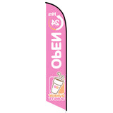 15' Dunkin Donuts Open 24 Hours Pink Feather Flag with your custom brand
