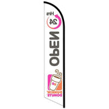 15' Dunkin Donuts Open 24 Hours White Feather Flag with your custom branding