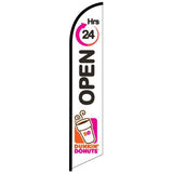 15' Dunkin Donuts Open 24 Hours White Feather Flag with your custom branding
