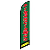 15' Financiamos Aqui Feather Flag with personalized logo