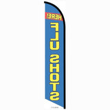 15' Flu Shot Here Feather Flag printed in full color