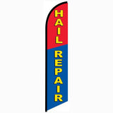 15' Hail Repair Blue And Red Feather Banner Flag personalized with logo